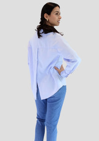 BACK OPEN BUTTON DOWN ICE BLUE SHIRT