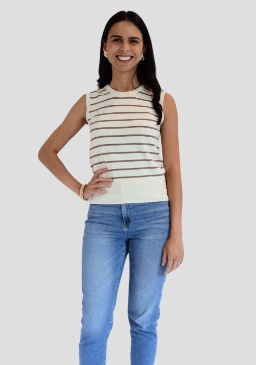 STRIPED MUSCLE KNIT TANK TOP  Bluivy