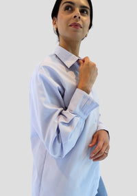 BACK OPEN BUTTON DOWN ICE BLUE SHIRT