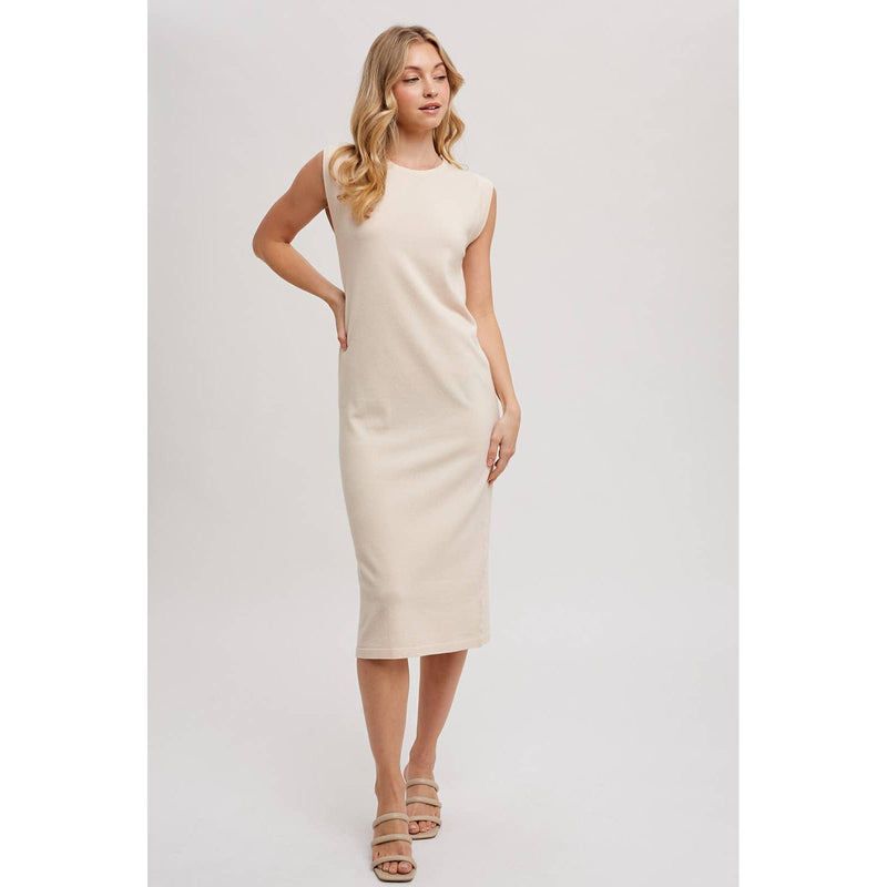 SLEEVELESS KNIT MIDI DRESS