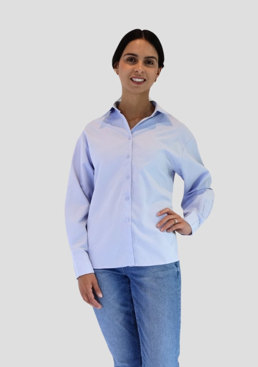 BACK OPEN BUTTON DOWN ICE BLUE SHIRT