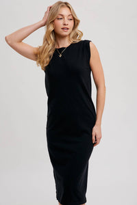 SLEEVELESS KNIT MIDI DRESS