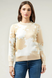 FLORAL  HIGH  NECK SWEATER