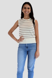 STRIPED MUSCLE KNIT TANK TOP