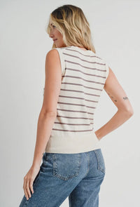 STRIPED MUSCLE KNIT TANK TOP  Bluivy