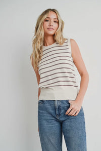 STRIPED MUSCLE KNIT TANK TOP  Bluivy