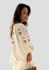 LINEN BLEND EMBROIDERED KIMONO