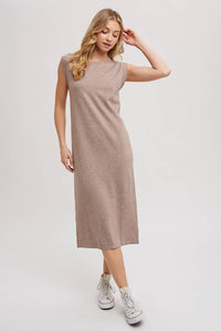 SLEEVELESS KNIT MIDI DRESS